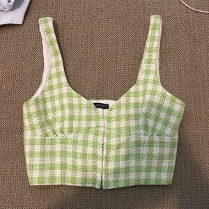 Zara green gingham crop top size xs
